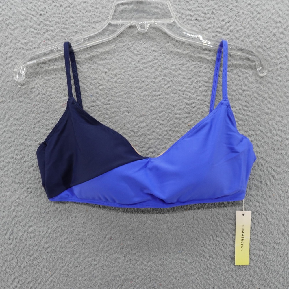 Summersalt Womens Marina Bikini Top Blue Colorblock Adjustable Straps Size 8 NEW